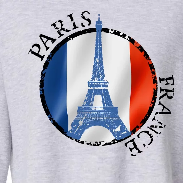 Paris France Peace Eiffel Tower Flag Cropped Pullover Crew