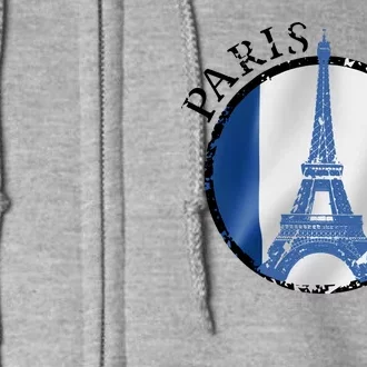 Paris France Peace Eiffel Tower Flag Full Zip Hoodie