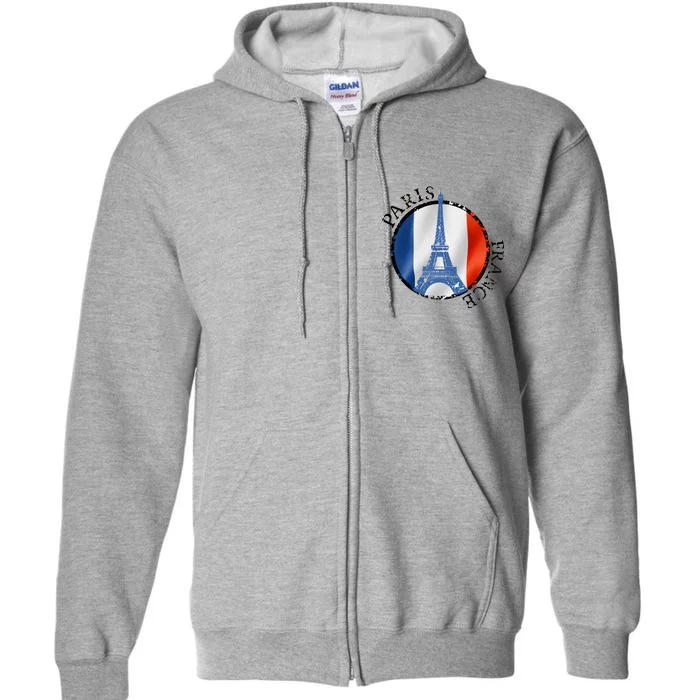 Paris France Peace Eiffel Tower Flag Full Zip Hoodie