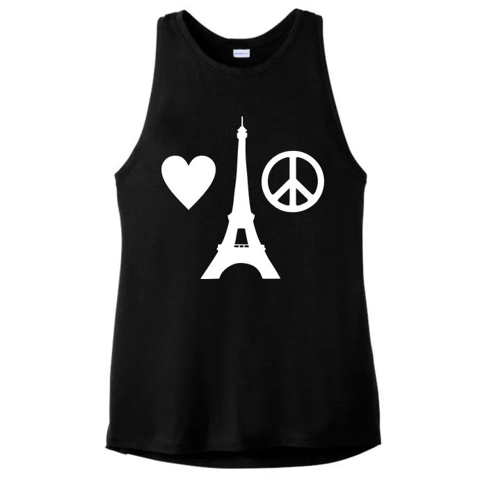 Paris Peace Sign Eiffel Tower Ladies Tri-Blend Wicking Tank