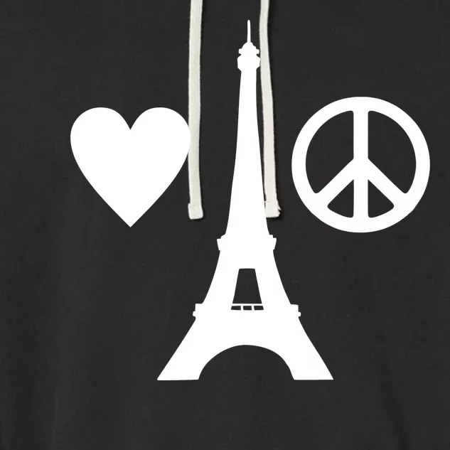 Paris Peace Sign Eiffel Tower Garment-Dyed Fleece Hoodie