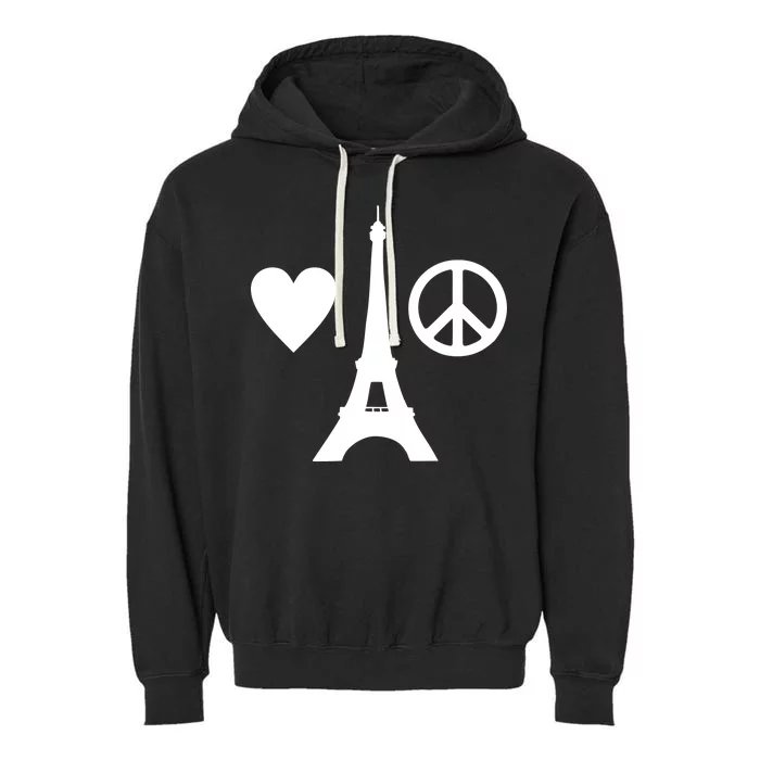 Paris Peace Sign Eiffel Tower Garment-Dyed Fleece Hoodie