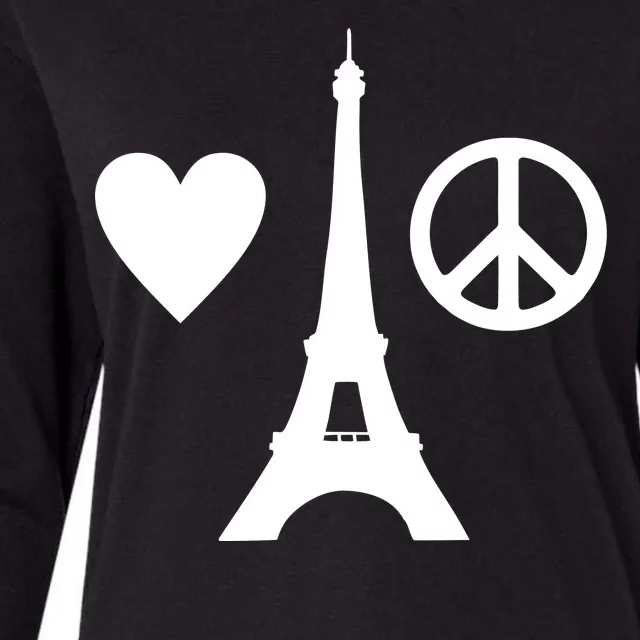 Paris Peace Sign Eiffel Tower Womens Cotton Relaxed Long Sleeve T-Shirt