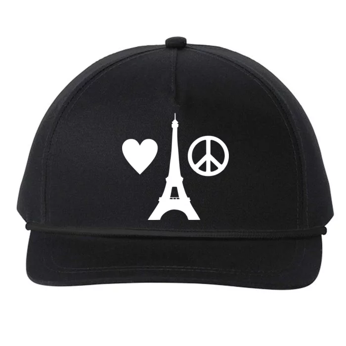 Paris Peace Sign Eiffel Tower Snapback Five-Panel Rope Hat