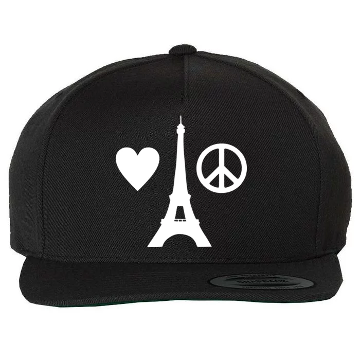 Paris Peace Sign Eiffel Tower Wool Snapback Cap