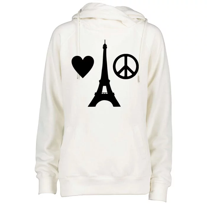 Paris Peace Sign Eiffel Tower Womens Funnel Neck Pullover Hood