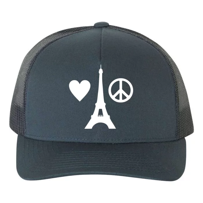 Paris Peace Sign Eiffel Tower Yupoong Adult 5-Panel Trucker Hat