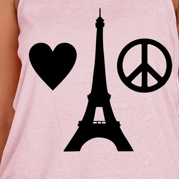 Paris Peace Sign Eiffel Tower Women's Knotted Racerback Tank