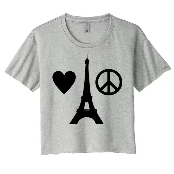 Paris Peace Sign Eiffel Tower Women's Crop Top Tee