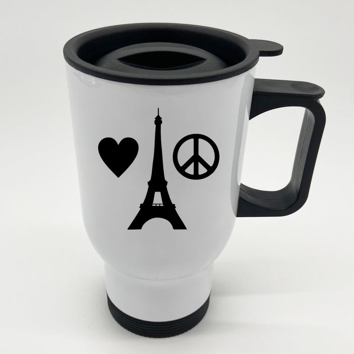 Paris Peace Sign Eiffel Tower Front & Back Stainless Steel Travel Mug