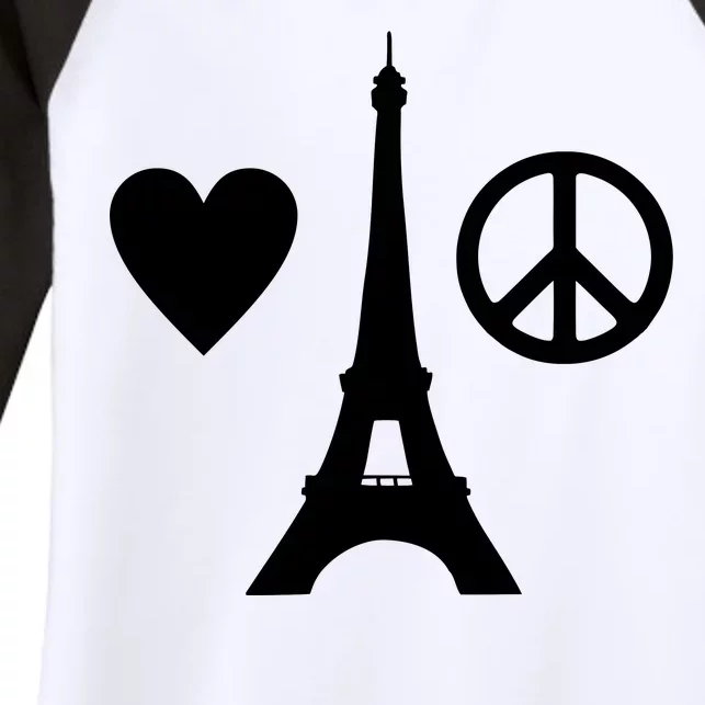 Paris Peace Sign Eiffel Tower Women's Tri-Blend 3/4-Sleeve Raglan Shirt