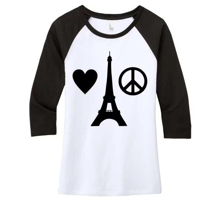 Paris Peace Sign Eiffel Tower Women's Tri-Blend 3/4-Sleeve Raglan Shirt