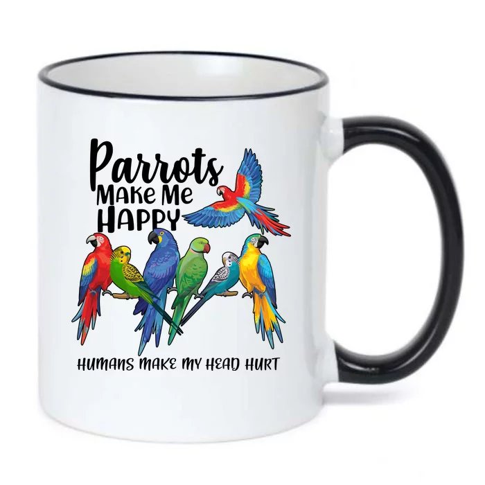 Parrots Make Me Happy Human Make My Head Hurt Black Color Changing Mug