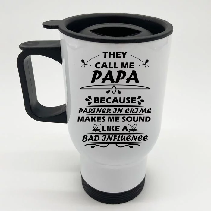 Partner And Crime Papa Front & Back Stainless Steel Travel Mug