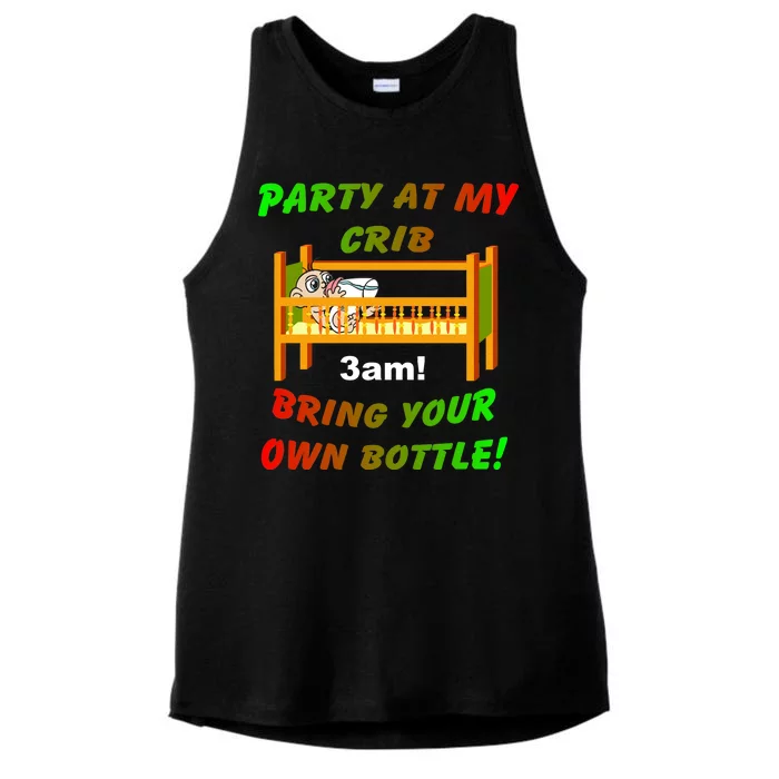 Party At My Crib Bring Your Own Bottle Ladies Tri-Blend Wicking Tank