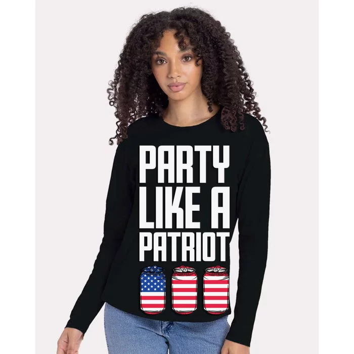 Party Like A Patriot USA Womens Cotton Relaxed Long Sleeve T-Shirt