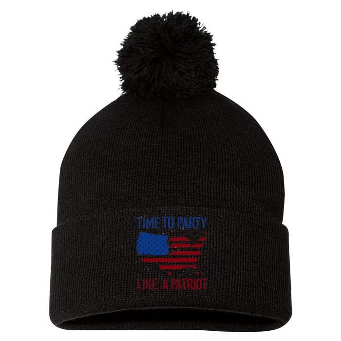 Party Like A Patriot USA Pride Pom Pom 12in Knit Beanie