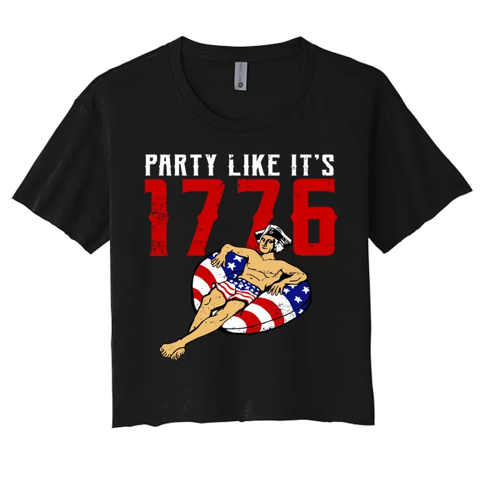 Party Like It's 1776 Patriotic George Washington Women's Crop Top Tee