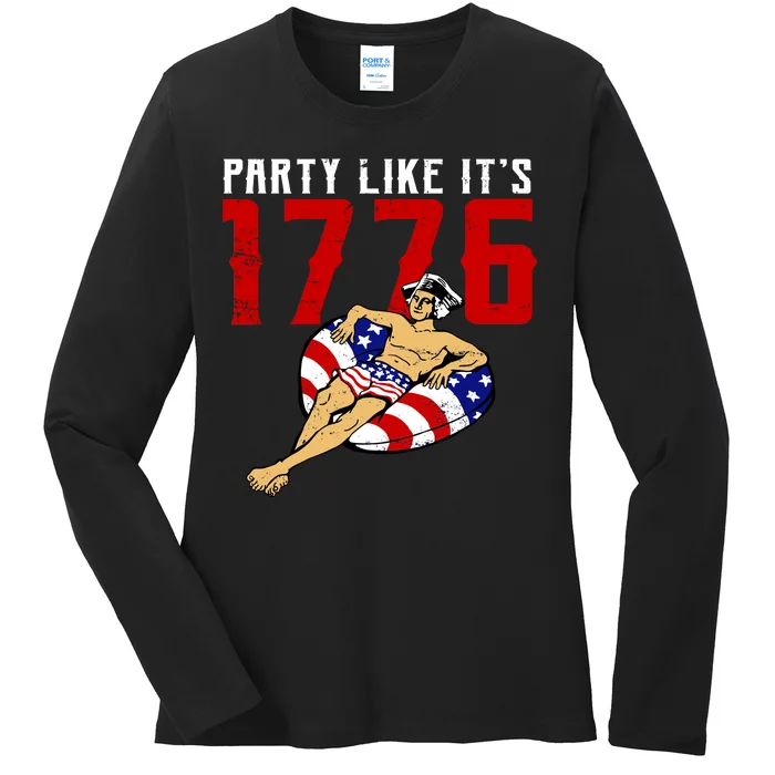 Party Like It's 1776 Patriotic George Washington Ladies Long Sleeve Shirt