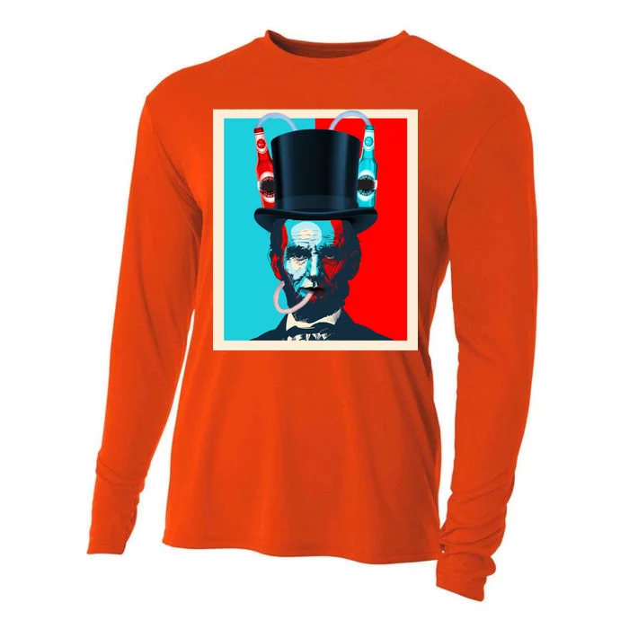 Party With Abe - Abraham Lincoln Drinking Beer Cooling Performance Long Sleeve Crew