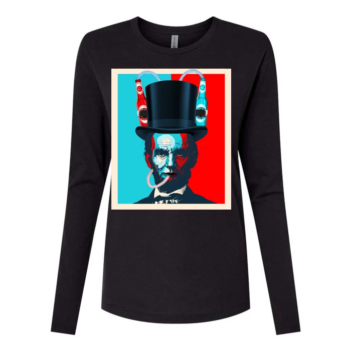 Party With Abe - Abraham Lincoln Drinking Beer Womens Cotton Relaxed Long Sleeve T-Shirt