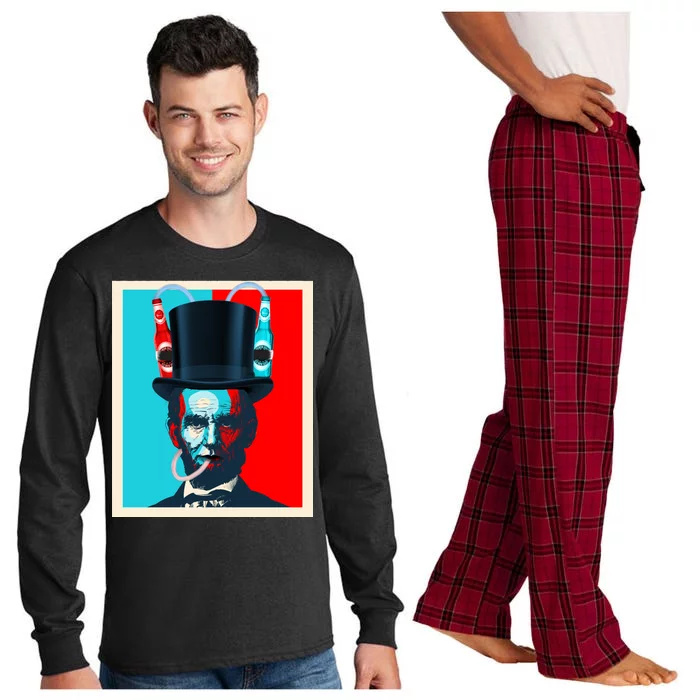 Party With Abe - Abraham Lincoln Drinking Beer Long Sleeve Pajama Set