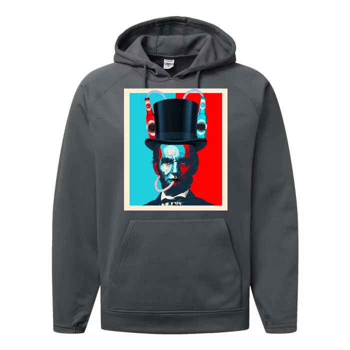 Party With Abe - Abraham Lincoln Drinking Beer Performance Fleece Hoodie