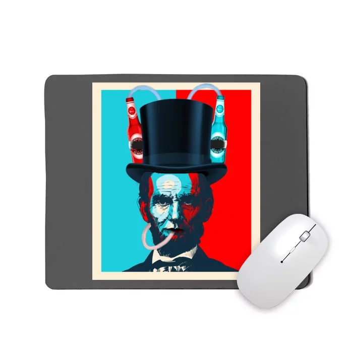 Party With Abe - Abraham Lincoln Drinking Beer Mousepad