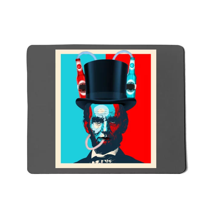 Party With Abe - Abraham Lincoln Drinking Beer Mousepad