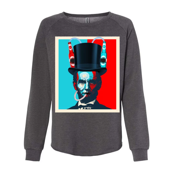 Party With Abe - Abraham Lincoln Drinking Beer Womens California Wash Sweatshirt