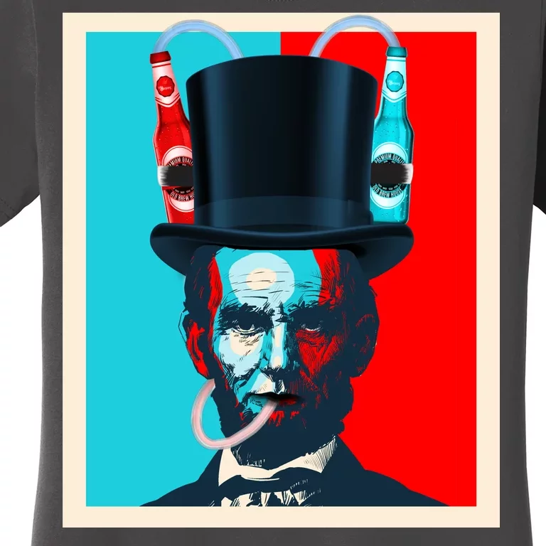 Party With Abe - Abraham Lincoln Drinking Beer Women's T-Shirt