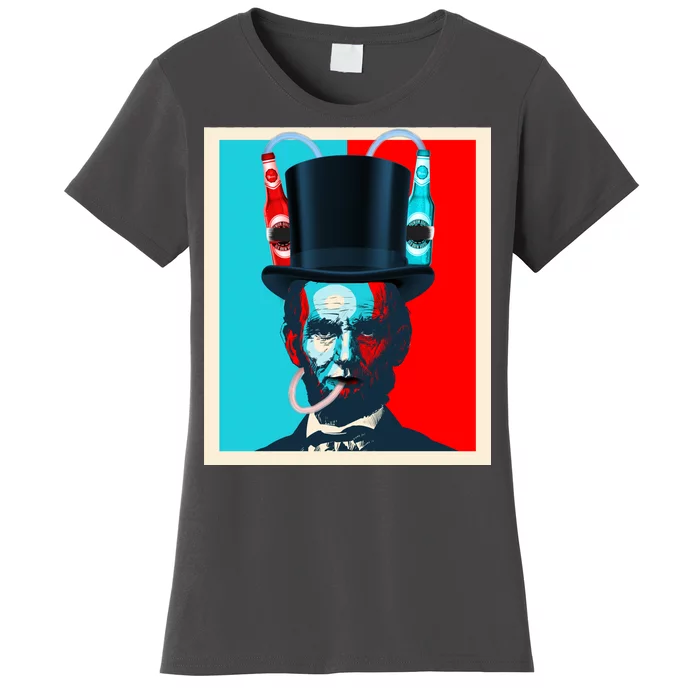 Party With Abe - Abraham Lincoln Drinking Beer Women's T-Shirt