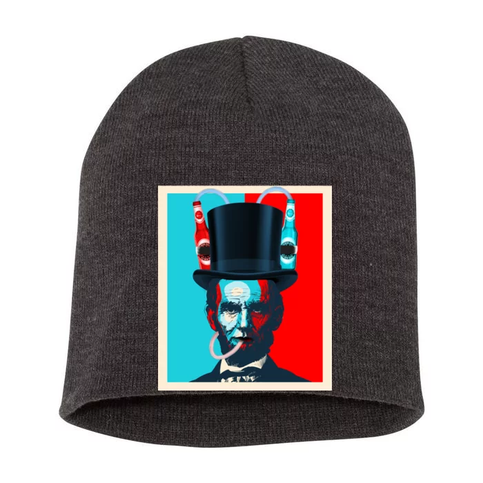 Party With Abe - Abraham Lincoln Drinking Beer Short Acrylic Beanie