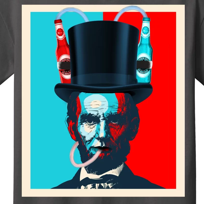 Party With Abe - Abraham Lincoln Drinking Beer Kids T-Shirt