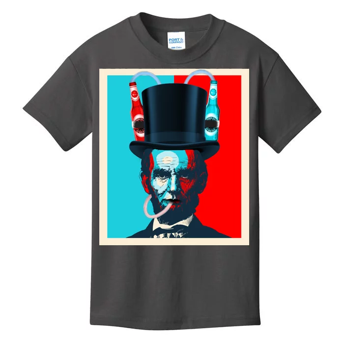 Party With Abe - Abraham Lincoln Drinking Beer Kids T-Shirt