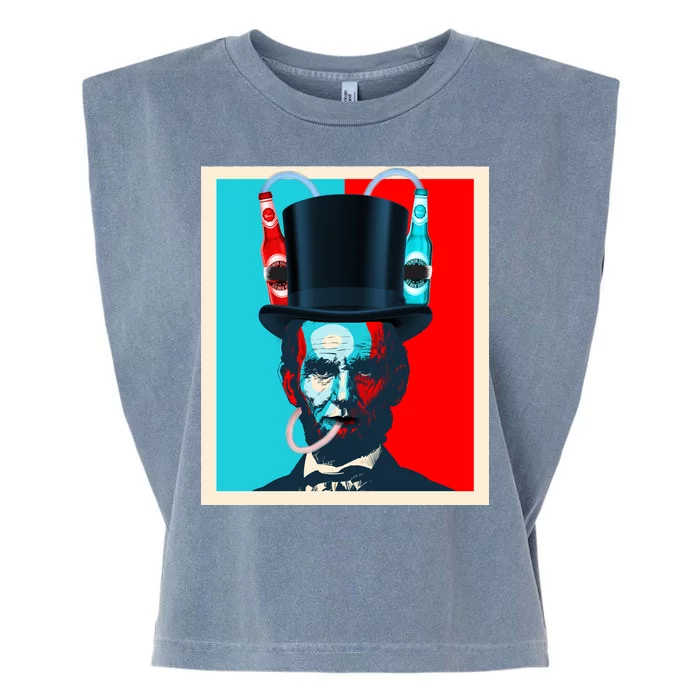 Party With Abe - Abraham Lincoln Drinking Beer Garment-Dyed Women's Muscle Tee