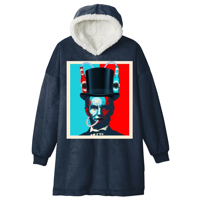 Party With Abe - Abraham Lincoln Drinking Beer Hooded Wearable Blanket