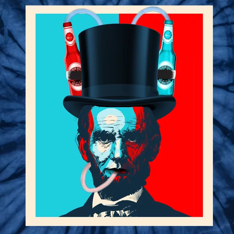 Party With Abe - Abraham Lincoln Drinking Beer Tie-Dye T-Shirt