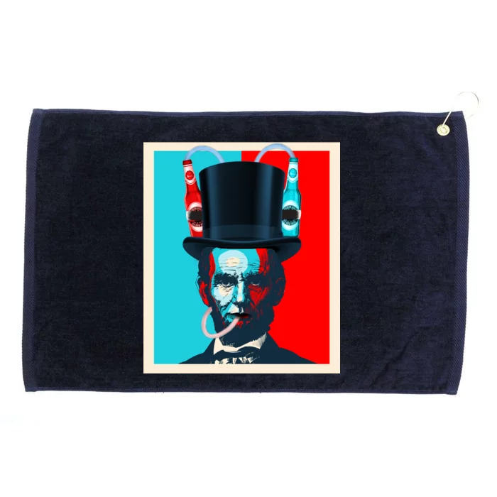 Party With Abe - Abraham Lincoln Drinking Beer Grommeted Golf Towel