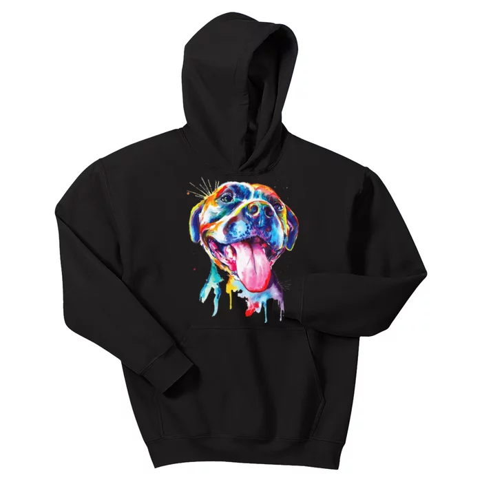 Pitbull Artistic Splash Art Animal Colorful Dog Breed Gift Kids Hoodie