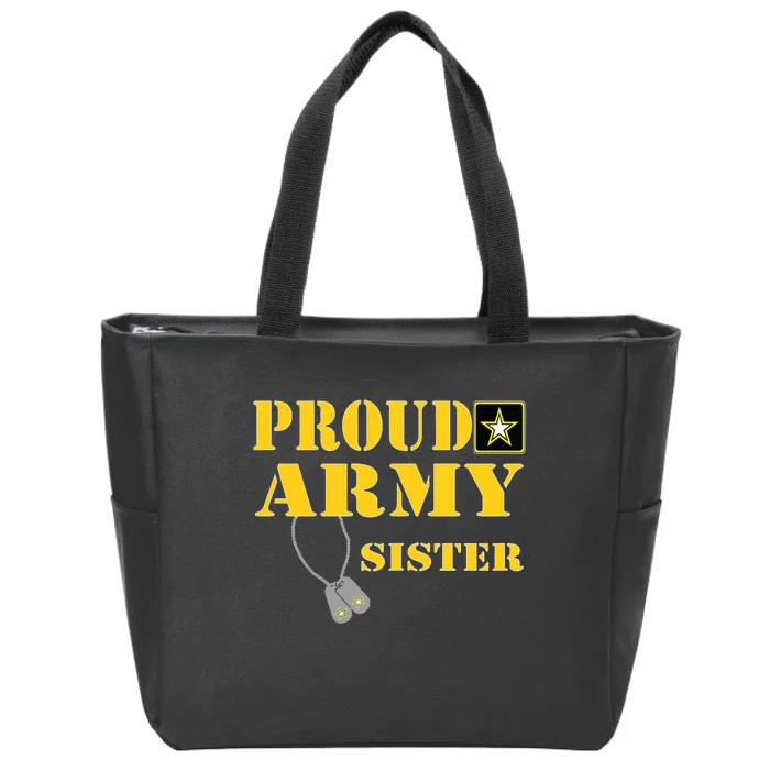 Proud Army Sister Shirts Military Pride Zip Tote Bag