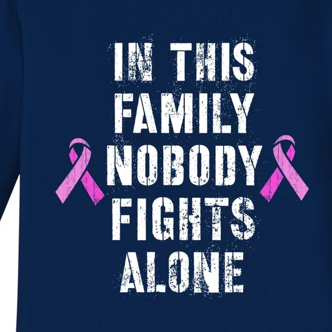 Parents And Sibling Love In This Family Nobody Fights Alone Gift Baby Long Sleeve Bodysuit