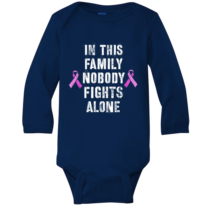 Parents And Sibling Love In This Family Nobody Fights Alone Gift Baby Long Sleeve Bodysuit