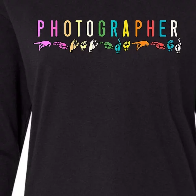 Photographer ASL Sign Language Photography Lover Womens Cotton Relaxed Long Sleeve T-Shirt