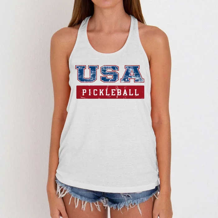 Pickleball American Sports Fan Women's Knotted Racerback Tank