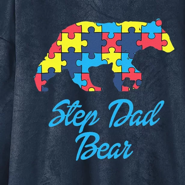 Proud Autism Step Dad Awareness Support Hooded Wearable Blanket