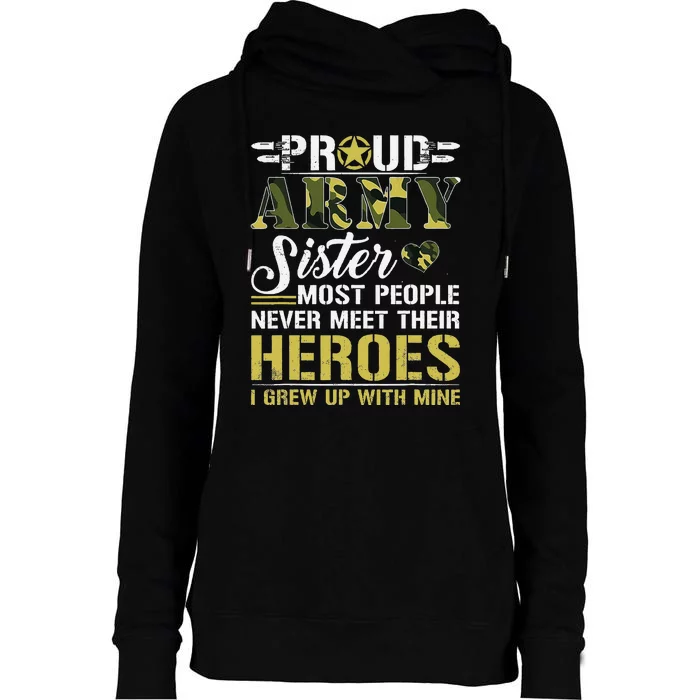 Proud Army Sister Womens Funnel Neck Pullover Hood