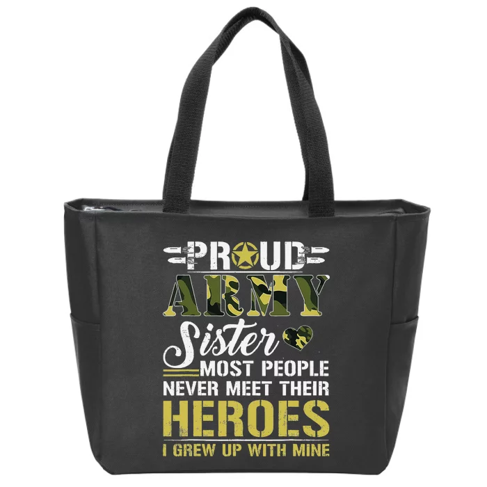 Proud Army Sister Zip Tote Bag