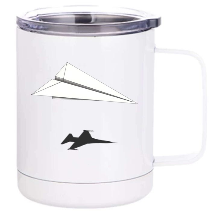 Paper Airplane Shadow Fgift16 Fighting Falcon Gift Front & Back 12oz Stainless Steel Tumbler Cup