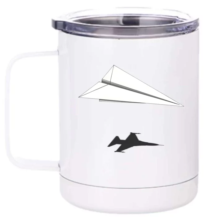 Paper Airplane Shadow Fgift16 Fighting Falcon Gift Front & Back 12oz Stainless Steel Tumbler Cup